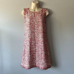Ann Taylor Textured Tweed Fringe Shift Dress Size 6